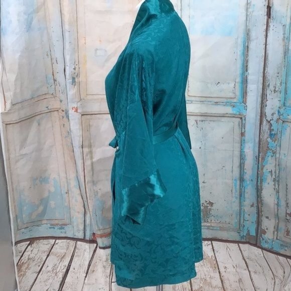 Victoria Secret Womans Gold Label Teal Robe OS Vintage - Picture 6 of 8